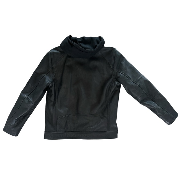 Wilsons Alan Black Leather Grunge Motorcycle Jacket With Removable Hood Size L - Picture 5 of 15